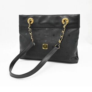 MCM Black Shoulder Bag with Gold Chain Accents